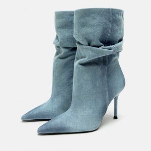 ZARA MID-SHAFT DENIM ANKLE BOOTS